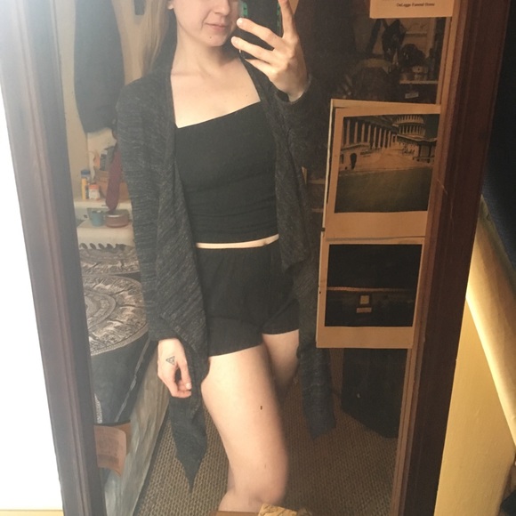 ZARA Knit Asymmetrical Multi-Gray Cardigan - Picture 2 of 7